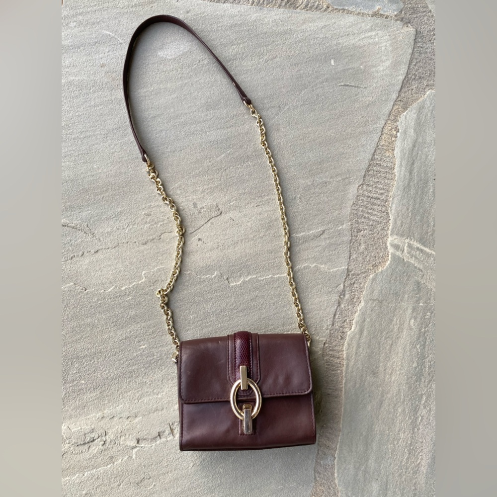 Diane Von Furstenberg Sutra Brown Leather Micro Mini Crossbody Bag